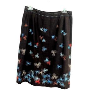Alfani Nolita Brown Floral Linen Skirt Size 10